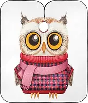 Vintage Owl with Scarf White Barber Aprons Adjustable Salon Cape, Hairdresser Cape Coloring Hair 64.9 In x 55.1 In, Vintage Owl With Scarf White