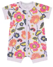 NEW BONDS Girls floral lilac zazu bloom short zippy Wondersuit - size 00 / 3 - 6