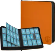 12 Pockets Trading Card Zipper Binder for 720 Cards Side Loading Pockets Orange