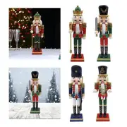 Wooden Nutcracker Ornament Sculpture Christmas Decor for Shelf Home Festive