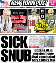 NEW YORK POST NEWSPAPER SICK SNUB FAB FOUR 1/24/21