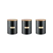 Typhoon Metal Tea Coffee and Sugar Canister Set 1.4 Litre - Set of 3 Black