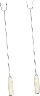 2Pcs Meat Hooks BBQ Skewers Durable Kitchen Supplies for Roasting Grilling Beach Cookware Easy to Clean Safe Double Grappling Design
