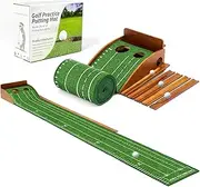 Yildue Golf Putting Mat, Indoor Golf Practice Green Mat with Automatic Ball Return Function & 2 Holes, Golf Training and Practice Equipment, Suitable for Indoor/Outdoor Use