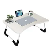 Laptop Bed Desk,Portable Foldable Laptop Lap Desk Tray Table with USB White