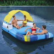 3.05Mx1.86M Bestway Inflatable Floating Island Float Lounger Sunshade Pool Bed