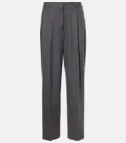 [Toteme] Toteme Low-rise wool-blend flannel straight pants AU 12 grey