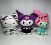 Sanrio Hello Kitty & Friends Halloween Plush 8” Set Of 3
