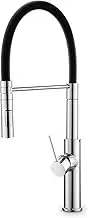 ACA International Pull Down Kitchen Mixer Tap Rubber Gooseneck Kitchen Taps Faucets 2-Mode Spray Laundry Sink Mixer Tap WELS(Chrome & Black)