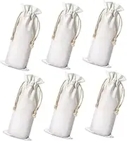 Cabilock 6pcs Bottle Bag Wine Pouch Wine Carrier Burlap Wine Bags Reusable Drawstring Resealable Party Bottle Carrier Bag Valentine's Day Bags Wines Bags Bottle Holder Bag Cloth White