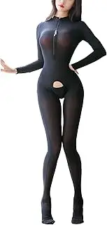 [GRRKDFQ] Women's Lingerie Sets Open Crotch Long Sleeve Catsuit with Zipper