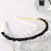 1pc Black onyx crystal decor hair hoop headband elegant bohemia style headwear