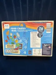 ALDI Kids Play Shopping Set Food Crates And Shopping Bag Pretend Food Bee Happy