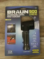 BRAUN 900 Lumen Rechargeable Swivel Head LED Flashlight 59535 Flash Torch Light