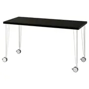 LAGKAPTEN / KRILLE desk, black-brown/white, 140x60 cm