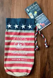 Tito's Handmade Vodka Austin TX Drawstring Canvas Burlap Gift Bag American Flag