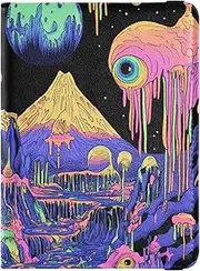 [Amooorous] Colorful Landscape Psychedelic Leather decorative waterproof passport holder Vaccine Card Holder Cover Combo Card Holder Passport Case Ultra Slim, colorful landscape psychedelic, 1 size