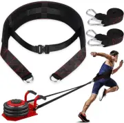 Sled Pulling Belt, Weight Sled for Tire Pulling with 2 Straps & 4 Hooks,