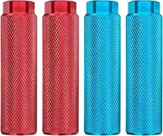 2 Pairs Bike Pegs Aluminum Alloy Rear Stunt Pegs Anti-Skid Back Seat Stands Fit 3/8" Axles for Mountain Bike, Red & Sky Blue