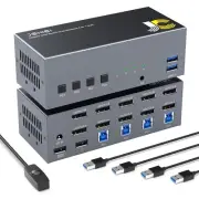 Displayport KVM Switch Dual Monitor 4 Computers 8K@60Hz USB 3.0 DP 1.2 KVM