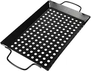 PRETYZOOM Portable Grilling Basket Heat Resistant Bbq Grill Pan with Large Holes for Even Cooking for Outdoor Barbecue Family Gatherings and Camping