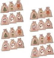 CONGARTENO 24pcs Burlap Christmas Advent Calendar Bags Set Countdown Decor for Holiday Celebrations for Candy Toys and Festive Storage for Home Office