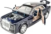 Scale Finished Model Car 1/24 for Rolls-Royce Wraith with Pull Back Scale Metal Luxury Car Model Miniature Die-cast Vehicles Miniature Replica Car(Blue)