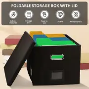File Organizer Box with Lid Foldable Hanging File Filing Box Fabric File xidWt