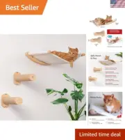 Cat Hammock Wall Mounted Cat Shelf with Two Steps - Cat Wall Shelves and Perc...