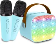 Kids Karaoke Machine, Portable Bluetooth Speaker with 2 Wireless Mics, Microphon