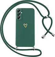 [Oelrstfe] Mobile Phone Lanyard for Samsung Galaxy A14 5G/4G, Case with Strap, Heart Motif, Mobile Phone Case for Hanging, Silicone, Shockproof, Ultra Thin, Soft Protective Case with Cord, Necklace,
