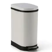 SOGA Foot Pedal Stainless Steel Rubbish Recycling Garbage Waste Trash Bin 10L U White