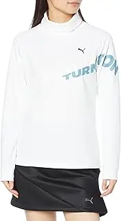 [PUMA] Golf Shirt, W, Stretch, 2 Tone Slogan Logo, LS Turtleneck, Women's