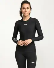 New NWT Women's RVCA VA Performance Long Sleeve Shirt Compression Black Size XL