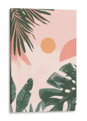Tropical Sunset Palms Canvas Art Print, Abstract Home Decor