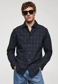 在飛比找ZALORA購物網優惠-Checkered Flannel Cotton Shirt