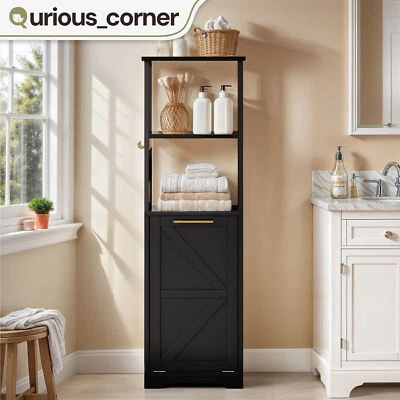 Tilt-out Laundry Hampers Bathroom Cabinet Storage Organizer w/ Removable Basket