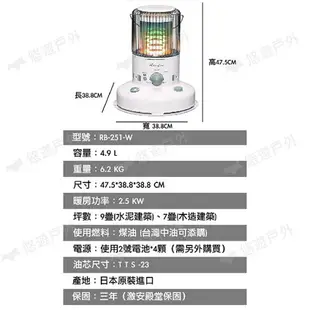 【TOYOTOMI】對流型煤油暖爐（白RB-251-W／粉RB-251-P） 暖爐 煤油 保暖 悠遊戶外
