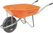 Tramontina Metal Wheelbarrow Extra Deep Bucket, 50 Liter Capacity, Orange