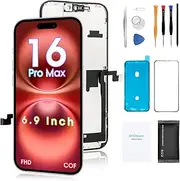 DIYREpair Screen Replacement for iPhone 16 Pro Max 6.9', 3D Touch Display Full Repair kit, Digitizer Assembly with Tools Set, Tempered Glass, Instruction