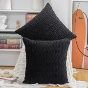 Set of 2 Super Soft Velvet Decorative Throw Pillow 20" x 20" (Pack of 2) Black