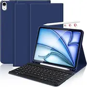 KBCASE for iPad Air 11 inch (M3/M2) 2025/2024 Case with Keyboard, for iPad Air 5th/4th Gen/for iPad Pro 11 2018, Detachable Wireless Keyboard Tablet Case with Pencil Holder(Dark Blue)