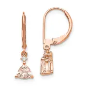 14k Rose Gold Trillion Morganite u0026 Real Diamond Leverback Earrings