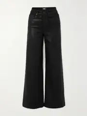 [PAIGE] PAIGE - Harper High-rise Coated Wide-leg Jeans - Black - 32 32 Black