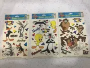 Vtg 90s Looney Tunes Static Cling Window Decor Daffy Bugs Taz Tweety Sylvester