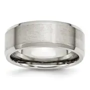 Stainless Steel Polished w/Brushed Center 8mm Flat Beveled Edge Band