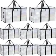 8-Pack Clear Storage Bags for Clothes with Strong Handles and Zipper Heavy-Duty Moving & Storage Bags Packing Supplies for Clothing Space-Saving Storage Totes Alternative to Wardrobe Boxes, 69x35x38cm