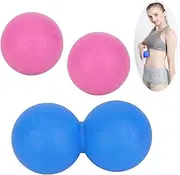 Peanut Massage Ball, 3 Pieces-Firm Double Lacrosse Massage Ball Roller for Waist Back Feet, Trigger Point Therapy, Sore Muscles Pain Relief in Gym/Office/Home