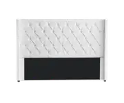 Bed Head Winged Headboard - Milano Royale White Leather (Super King, King, Queen)
