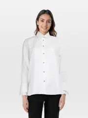 White Silver Button Shirt